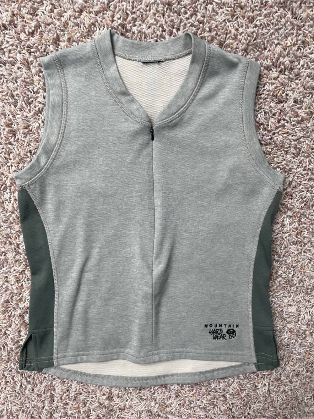 Mountain Hardwear Women Gray Olive Green Sleeveless Zip Fall Active Top Size S